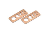 Rose Gold Rectangle Charm, 4 Textured Rose Gold Plated Brass Moon Phases Charms With 1 Hole, Stamping Blanks (25x10x0.80mm) M01991