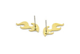 Brass Fire Earring, 8 Raw Brass Fire Shaped Stud Earrings (17x8x0.80mm) A2727