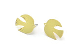 Brass Bird Earring, 8 Raw Brass Bird Stud Earrings (18x14x0.80mm) A2719