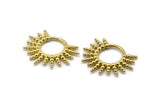 Brass Sun Charm, 2 Raw Brass Sun Shaped Charms, Pendants, Earring Findings (27x34mm) N1965