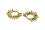 Brass Sun Charm, 2 Raw Brass Sun Shaped Charms, Pendants, Earring Findings (27x34mm) N1965