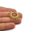 Brass Sun Charm, 2 Raw Brass Sun Shaped Charms, Pendants, Earring Findings (27x34mm) N1965
