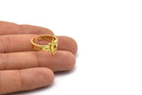 Brass Star Ring, 2 Raw Brass Ethnic Star Rings With 1 Stone Settings - Pad Size 4mm N1960