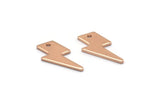 Rose Gold Lightning Charm, 10 Rose Gold Plated Brass Lightning Bolt Charms With 1 Hole, Earring Findings (17x8x1mm) M01697
