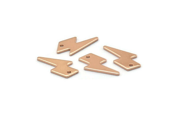 Rose Gold Lightning Charm, 10 Rose Gold Plated Brass Lightning Bolt Charms With 1 Hole, Earring Findings (17x8x1mm) M01697