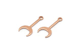 Rose Gold Moon Charm, 12 Rose Gold Plated Brass Crescent Charms With 1 Loop (20x9x0.80mm) M02040