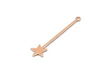 Rose Gold Star Charm, 8 Rose Gold Plated Brass Star Charms With 1 Loop (40x9x0.80mm) M02049