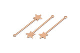 Rose Gold Star Charm, 8 Rose Gold Plated Brass Star Charms With 1 Loop (40x9x0.80mm) M02049
