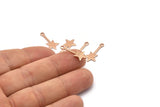 Rose Gold Star Charm, 12 Rose Gold Plated Brass Star Charms With 1 Loop (20x9x0.80mm) M02050