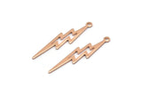 Rose Gold Lightning Charm, 4 Rose Gold Plated Brass, Rose Gold Lightning Charms With 1 Loop (35x8x0.80mm) M02474