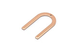 Rose Gold U Shape Charm, 4 Rose Gold Plated Brass U Shaped Charms With 1 Hole (26x17x0.80mm) M02082