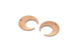 Rose Gold Moon Charm, 6 Textured Rose Gold Plated Brass Crescent Moon Charms With 1 Hole (14x13.5x0.80mm) M01648