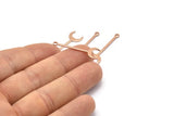 Rose Gold Moon Charm, 12 Rose Gold Plated Brass Crescent Charms With 1 Loop (30x9x0.80mm) M02039