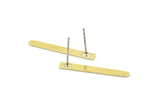 Brass Rectangle Earring, 10 Raw Brass Rectangle Shaped Stud Earrings (25x2.5x0.80mm) M03343 A0056