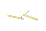 Brass Rectangle Earring, 10 Raw Brass Rectangle Shaped Stud Earrings (25x2.5x0.80mm) M03343 A0056
