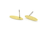 Brass Oval Earring, 12 Textured Raw Brass Oval Shaped Stud Earrings (14x4x0.80mm) M02726 A0137