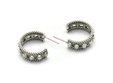 Earring Stud, Antique Silver Plated Brass - Round Earring - Brass Earring - Earring (24x9mm) N1582