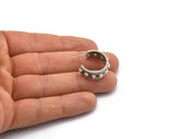 Earring Stud, Antique Silver Plated Brass - Round Earring - Brass Earring - Earring (24x9mm) N1582