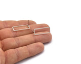 Silver Rectangle Earring, 8 Antique Silver Plated Brass Rectangle Stud Earrings (9x24x0.8mm) D0329 A1780