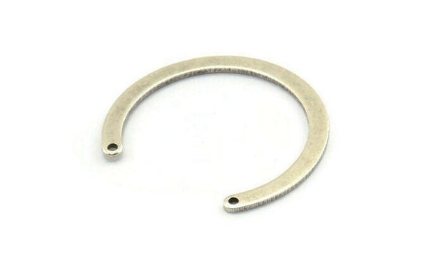 Silver Circle Pendant, 6 Antique Silver Plated Brass Circle Pendant With 2 Holes, Findings (24x28x2.4x0.8mm) E106 H1366