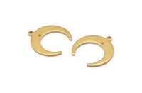 Brass Moon Charms, 24 Raw Brass Crescent Moon Charms With 1 Hole And 1 Loop, Pendants, Earrings, Findings (18x19x7x1mm) E146