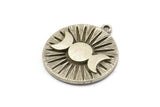 Moon Phases Charm, Antique Silver Plated Brass Moon Charms With 1 Loop, Pendants (28x25x1.5mm) N1608