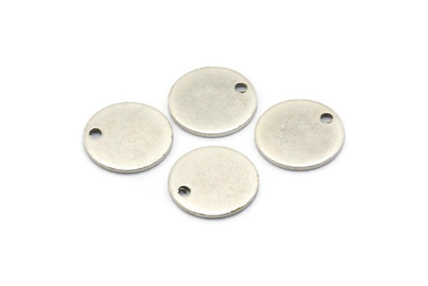 Silver Cabochon Tag, 12 Antique Silver Plated Brass Cabochon Tags With 1 Hole, Stamping Tags (12x0.80mm) M040