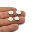 Silver Cabochon Tag, 12 Antique Silver Plated Brass Cabochon Tags With 1 Hole, Stamping Tags (12x0.80mm) M040