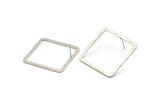 Silver Square Earring, 4 Antique Silver Plated Brass Square Shaped Stud Earrings (30x2x1mm) BS 2307 A1781 H0545