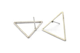 Silver Triangle Earring, 8 Antique Silver Plated Brass Triangle Stud Earrings (24x1mm) Bs 1027 A1754