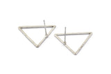 Silver Triangle Earring, 8 Antique Silver Plated Brass Triangle Stud Earrings (24x1mm) Bs 1027 A1754