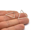 Silver Triangle Earring, 8 Antique Silver Plated Brass Triangle Stud Earrings (24x1mm) Bs 1027 A1754