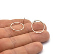 Silver Circle Earring, 10 Antique Silver Plated Brass Circle Stud Earrings (18x1x1mm) BS 1096 A1933