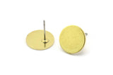 Brass Round Earring, 8 Raw Brass Round Stud Earrings (12x1mm) A2112 A0104