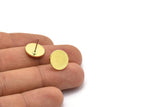 Brass Round Earring, 8 Raw Brass Round Stud Earrings (12x1mm) A2112 A0104