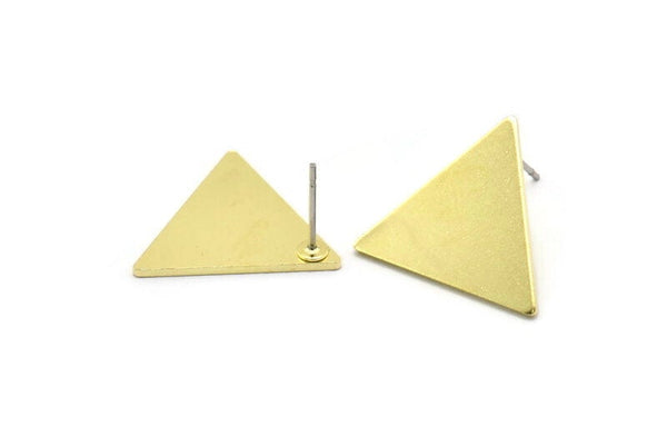 Brass Triangle Earring, 4 Raw Brass Triangle Stud Earrings (18x1mm) A2581 A0238