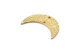 Gold Hammered Crescent Finding, 2 Gold Plated Brass Hammered Moons with 2 Holes (35x11x1.5mm) N0211 Q0073