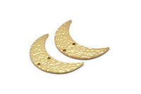 Gold Hammered Crescent Finding, 2 Gold Plated Brass Hammered Moons with 2 Holes (35x11x1.5mm) N0211 Q0073