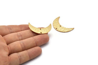 Gold Hammered Crescent Finding, 2 Gold Plated Brass Hammered Moons with 2 Holes (35x11x1.5mm) N0211 Q0073