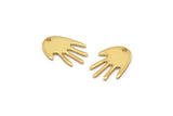 Gold Hand Charm, 6 Gold Plated Brass Hand Charms With 1 Hole, Earrings, Findings (17x11x1mm) D946 Q0876