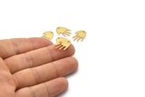 Gold Hand Charm, 6 Gold Plated Brass Hand Charms With 1 Hole, Earrings, Findings (17x11x1mm) D946 Q0876