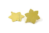 Brass Flower Earring, 4 Raw Brass Flower Shaped Stud Earrings With 1 Loop (31x25x0.80mm) M02534 A0232