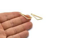 Open Triangle Charm, 6 Gold Plated Brass Triangle Charms with 1 Loop (27x9x1mm) BS 2185 Q0572