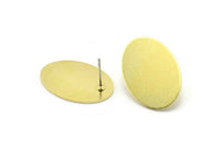 Brass Geometric Earring, 4 Raw Brass Oval Shaped Stud Earrings (24x17x1mm) A2585 A0069
