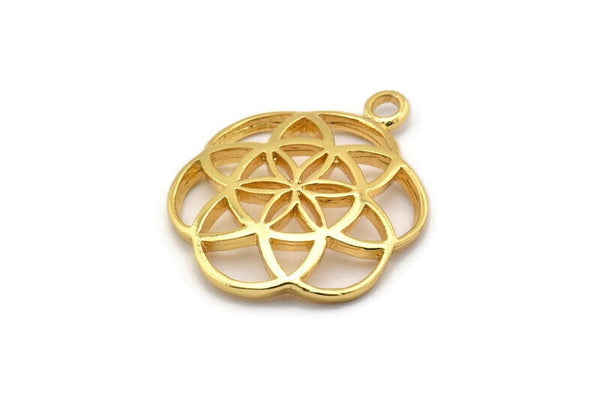 Flower of Life - 1 Gold Plated Flower of Life Pendant (23mm) N0241 Q0145
