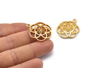 Flower of Life - 1 Gold Plated Flower of Life Pendant (23mm) N0241 Q0145