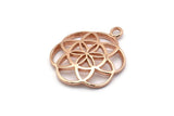 Rose Gold Textured Pendant - 1 Rose Gold Brass Textured Pendant With Hearts (23mm) N0241 Q0145
