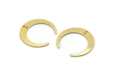Gold Moon Charm, 4 Gold Plated Brass Textured Crescent Moon Charms With 2 Holes, Connectors (27x25x1mm) D0761 Q0765