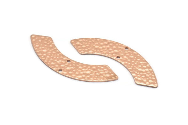 Rose Gold Rectangle Bar, 2 Hammered Rose Gold Plated Brass Rectangle Connectors With 2 Holes (46x9x0.80mm) D934 Q0854