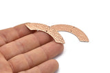Rose Gold Rectangle Bar, 2 Hammered Rose Gold Plated Brass Rectangle Connectors With 2 Holes (46x9x0.80mm) D934 Q0854